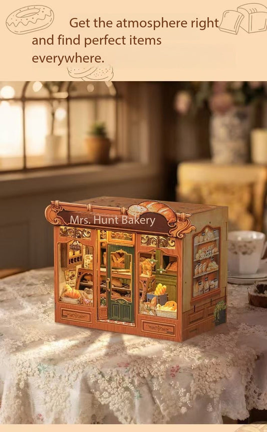 Mrs. Hunt Bakery DIY Handmade Cabin Small House Assembly Gift Mini Scene Building Blocks