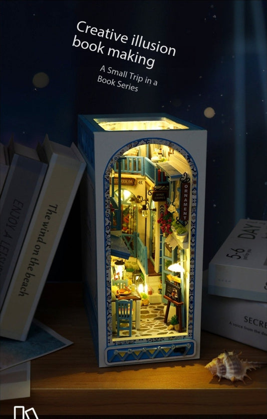 DIY house, three-dimensional bookstand, hand-assembled house model, creative toys, glowing birthday gifts