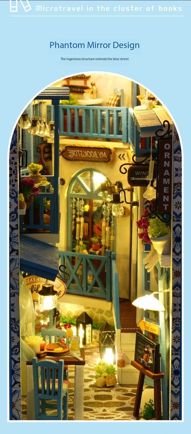 DIY house, three-dimensional bookstand, hand-assembled house model, creative toys, glowing birthday gifts