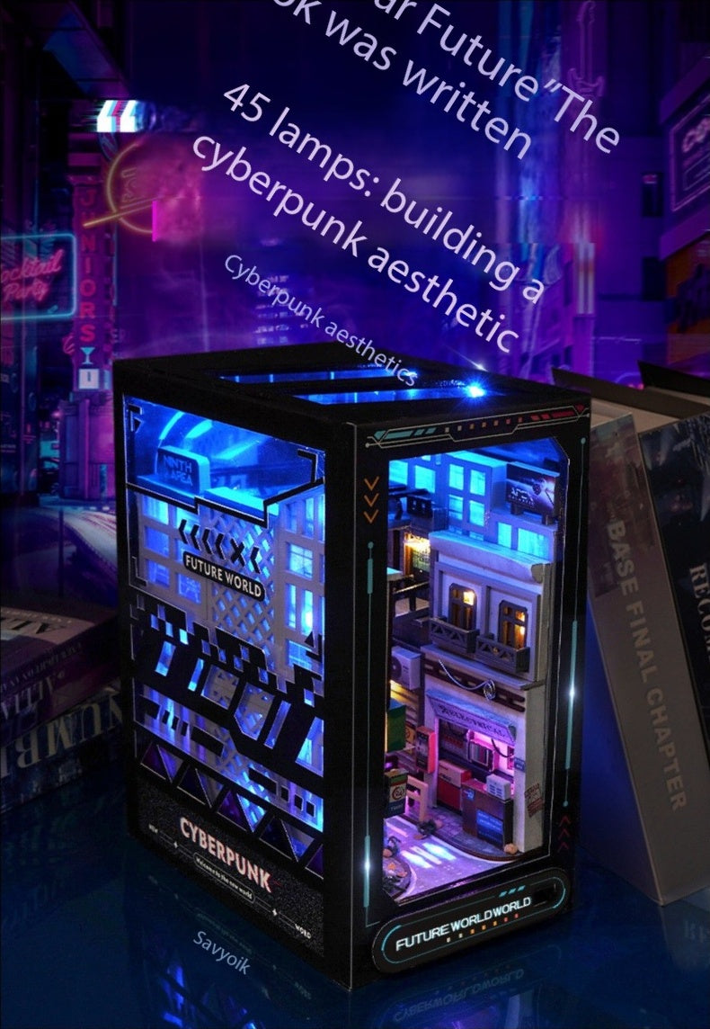 DIY house, three-dimensional bookstand, hand-assembled house model, creative toys, glowing birthday gifts