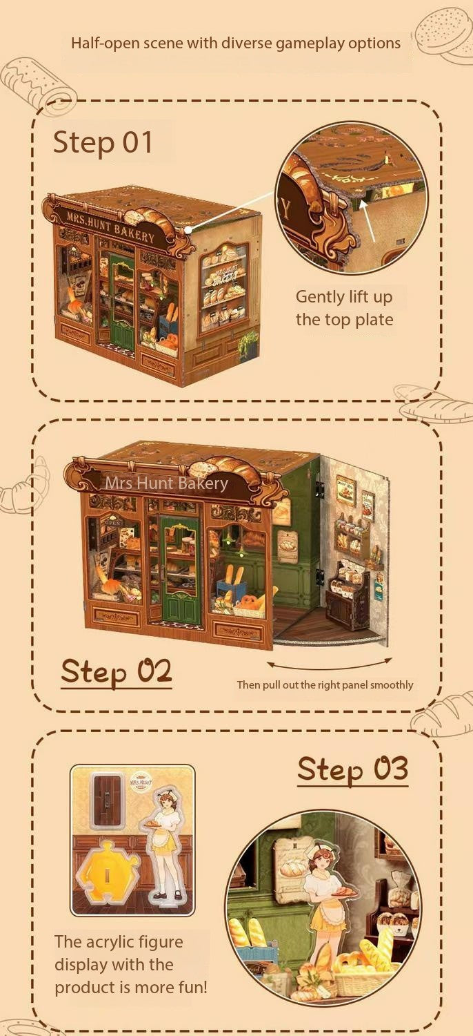 Mrs. Hunt Bakery DIY Handmade Cabin Small House Assembly Gift Mini Scene Building Blocks