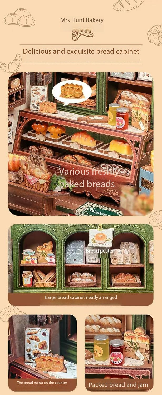 Mrs. Hunt Bakery DIY Handmade Cabin Small House Assembly Gift Mini Scene Building Blocks