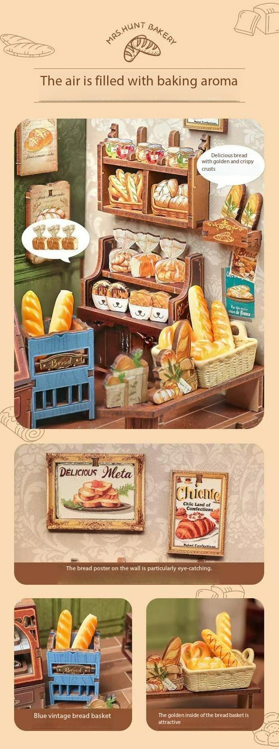 Mrs. Hunt Bakery DIY Handmade Cabin Small House Assembly Gift Mini Scene Building Blocks