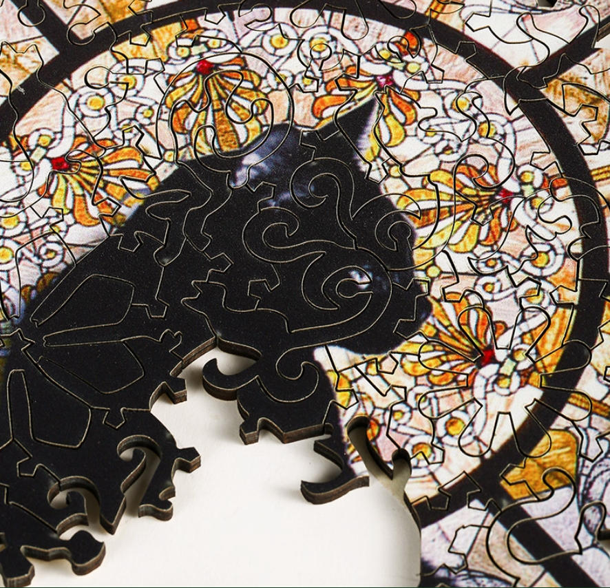 Cathedral Cat puzzle, an irregular-shaped wooden birthday, New Year and Valentine's Day gift