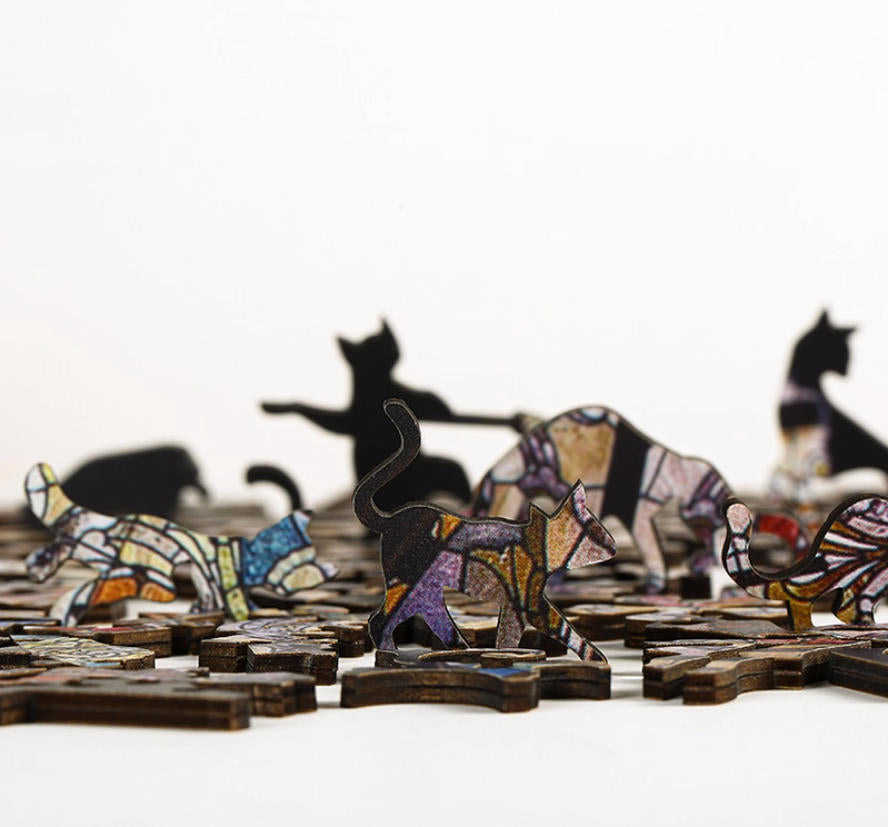 Cathedral Cat puzzle, an irregular-shaped wooden birthday, New Year and Valentine's Day gift