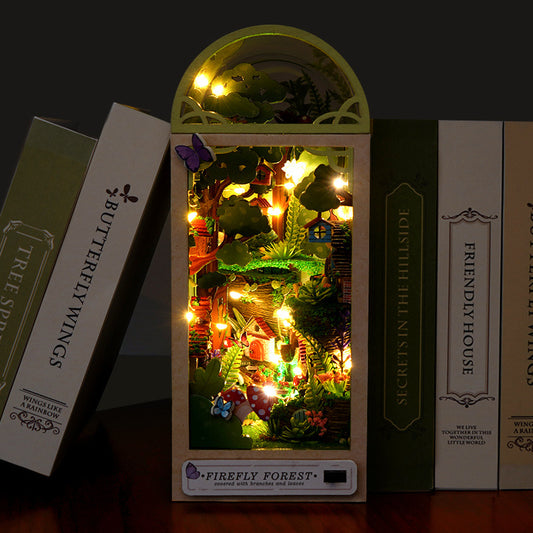 DIY house, three-dimensional bookstand, hand-assembled house model, creative toys, glowing birthday gifts